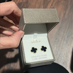 Clover Isabella M. Sterling Silver Earrings cubic zirconia Earrings NEW